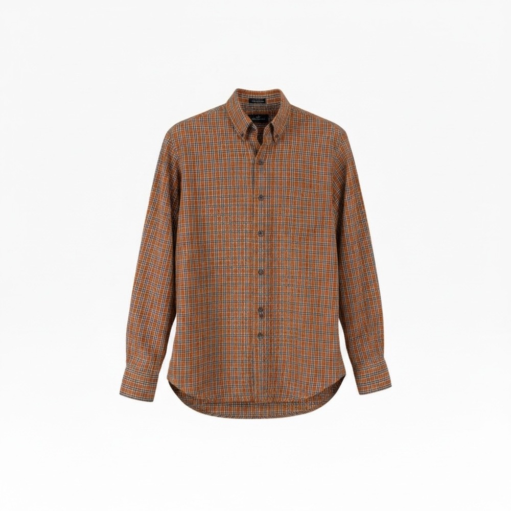 J.Crew Brushed Twill Plaid Button Down Shirt Mens Medium Orange Blue Classic Fit